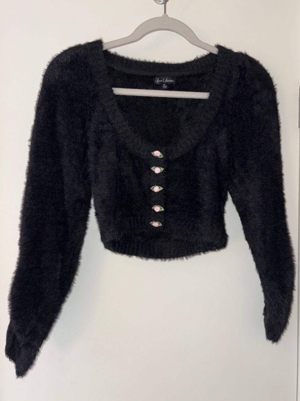 For Love and Lemons Black Cropped Cardigan
